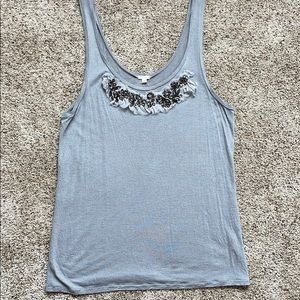 J. crew grey embellished tank top - L